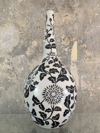Handgefertigte Vase, schwarz weiß